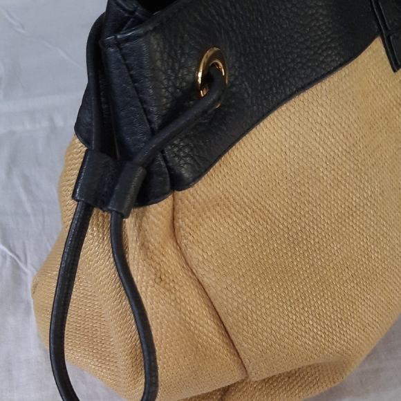 Tory Burch Black and Tan Structured Tote - Picture 7 of 9
